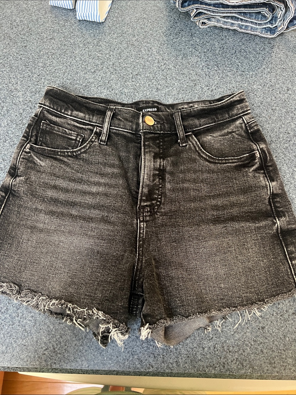 Express Black Washed High-Rise Denim Cutoff Shorts